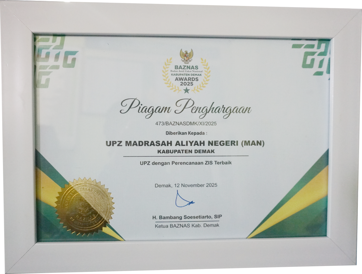 UPZ MAN Demak Sabet Penghargaan UPZ dengan Perencanaan ZIS Terbaik Baznas Awards 2025
